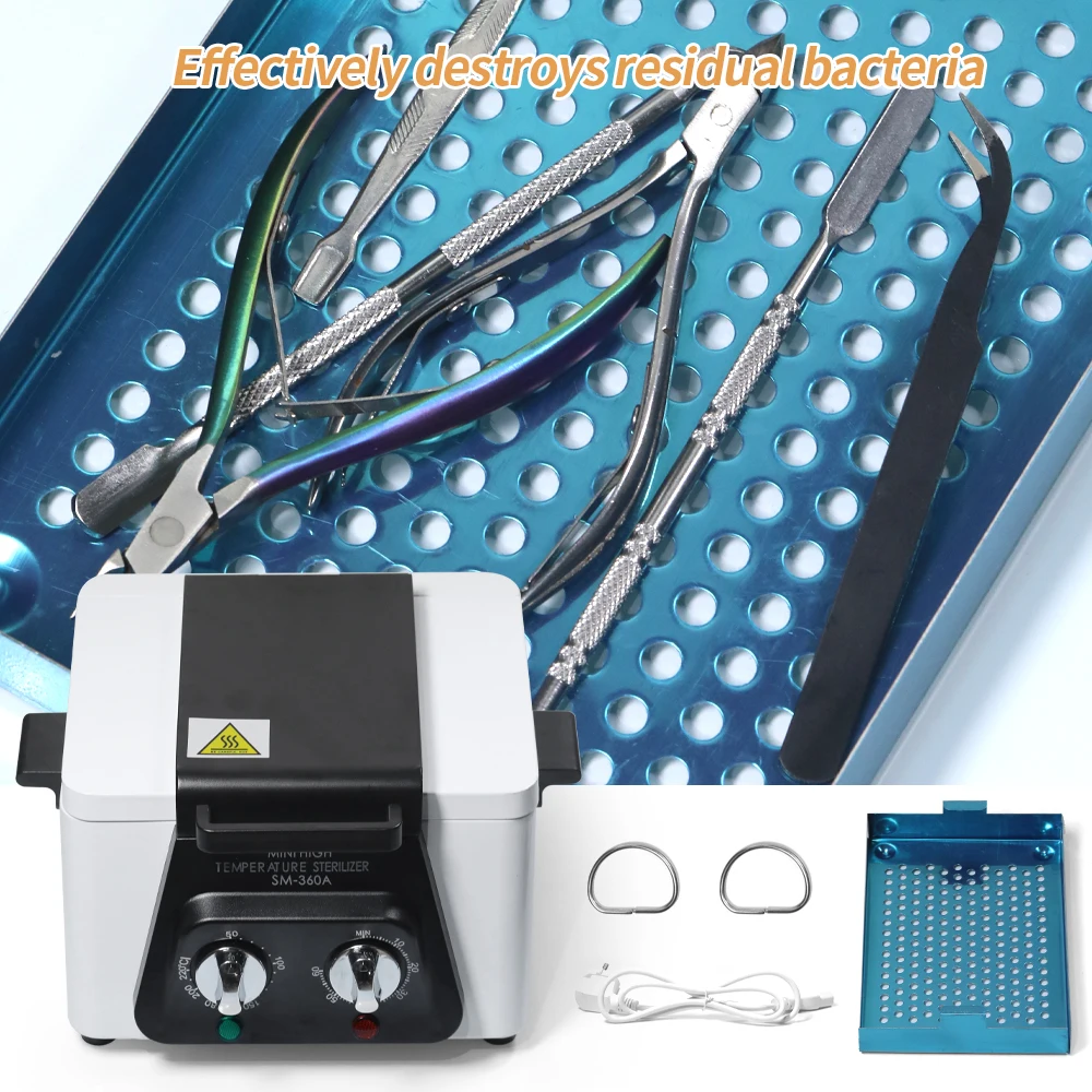 Metal Tool Sterilizer High Temperature Sterilization High Capacity Easy To Clean Nail Art Barber Shop Medical Home Metal Cutlery