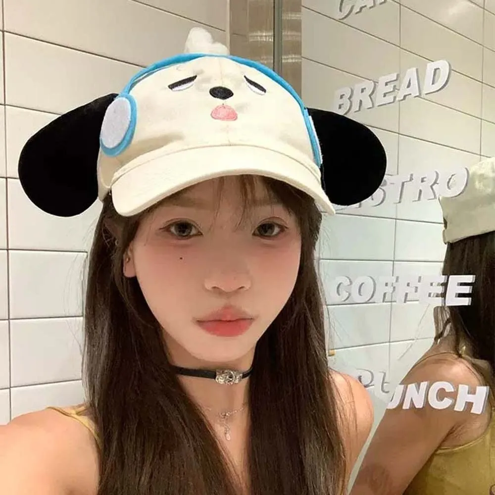 تنفس سماعة الكلب قبعة بيسبول الحلو قابل للتعديل جرو قبعة مع آذان كبيرة القطن التطريز نظارات جرو قبعة الشمس قناع