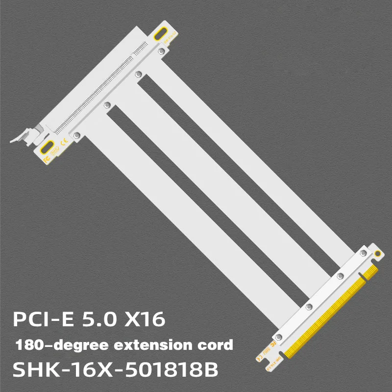 PCIe 5.0 X16 Riser Cable White  [RTX4090 RX6950XT] Twinax Shielded High-Speed Vertical Mount Gaming Mini SAS PCI Express Gen5