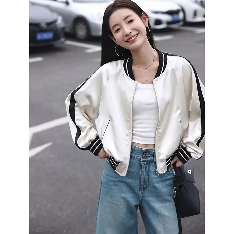 

Минималистичная короткая куртка, стильная повседневная женская весенняя новая модная универсальная бейсбольная куртка, женская куртка