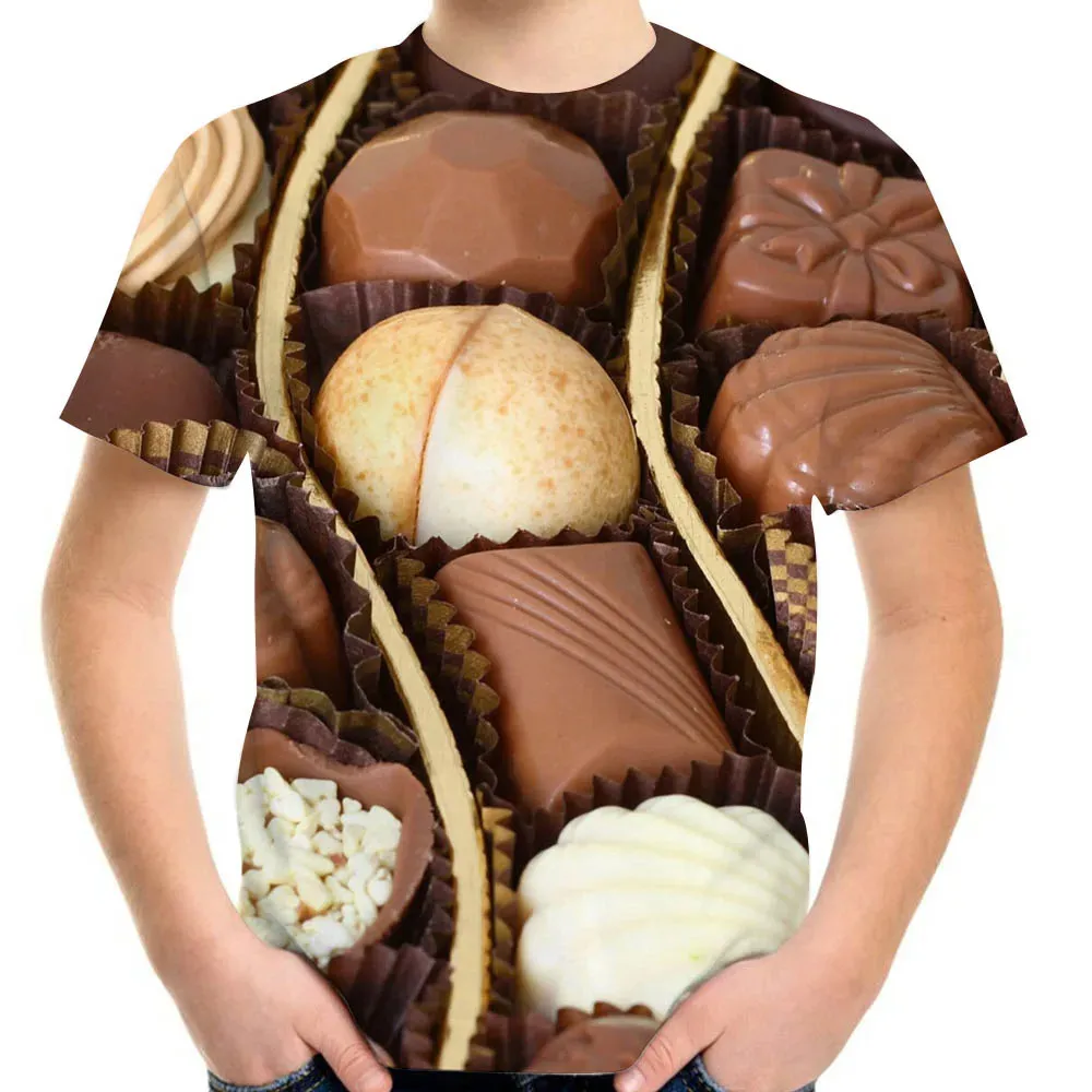 Children's Clothing T-Shirt for Girls Short Sleeve Boy Child Tee Tops Colorful Candy 3D Print Casual O-Neck Kids Summer Clothes view 4