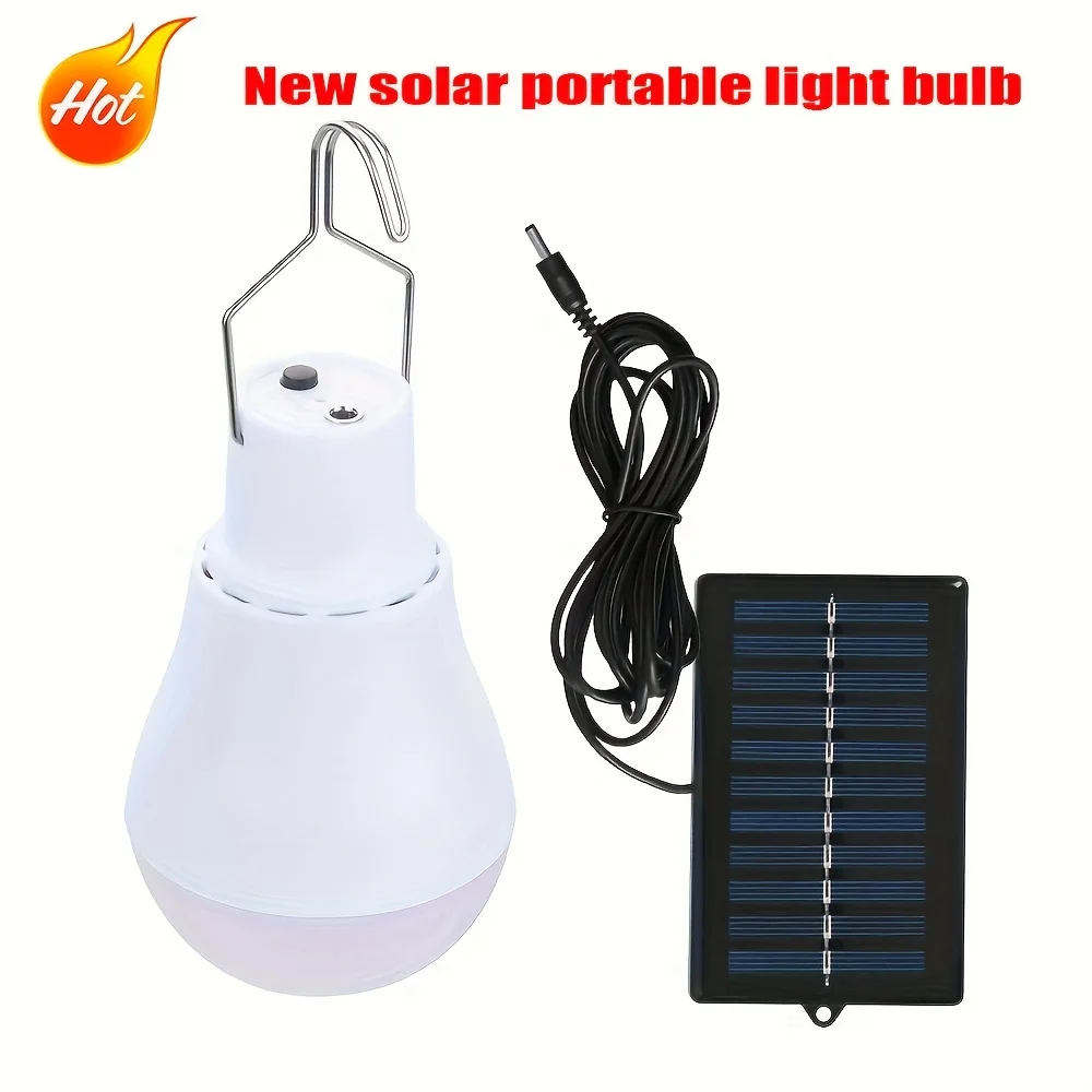 

1pc LED Solar Bulb Light Waterproof Outdoor 5V USB Charging Suspension Emergency Fluorescent Light Portable Power Supply Light