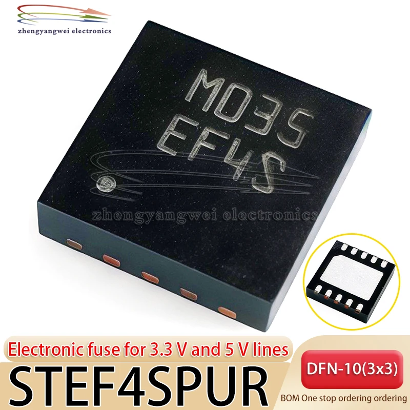 5PCS STEF4SPUR EF4S DFN-10 Electronic Fuse Current Regulation Power Management Chip for 3.3 V and 5 V Lines
