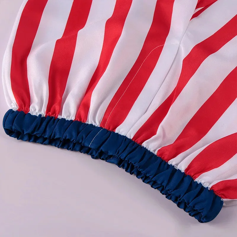 Boxeo con bandera americana para hombres y mujeres, Rocky Balboa para adultos, bata tipo bóxer de satén, pantalones cortos, cinturón para disfraz de Halloween, 5;c,8'z,6.k;