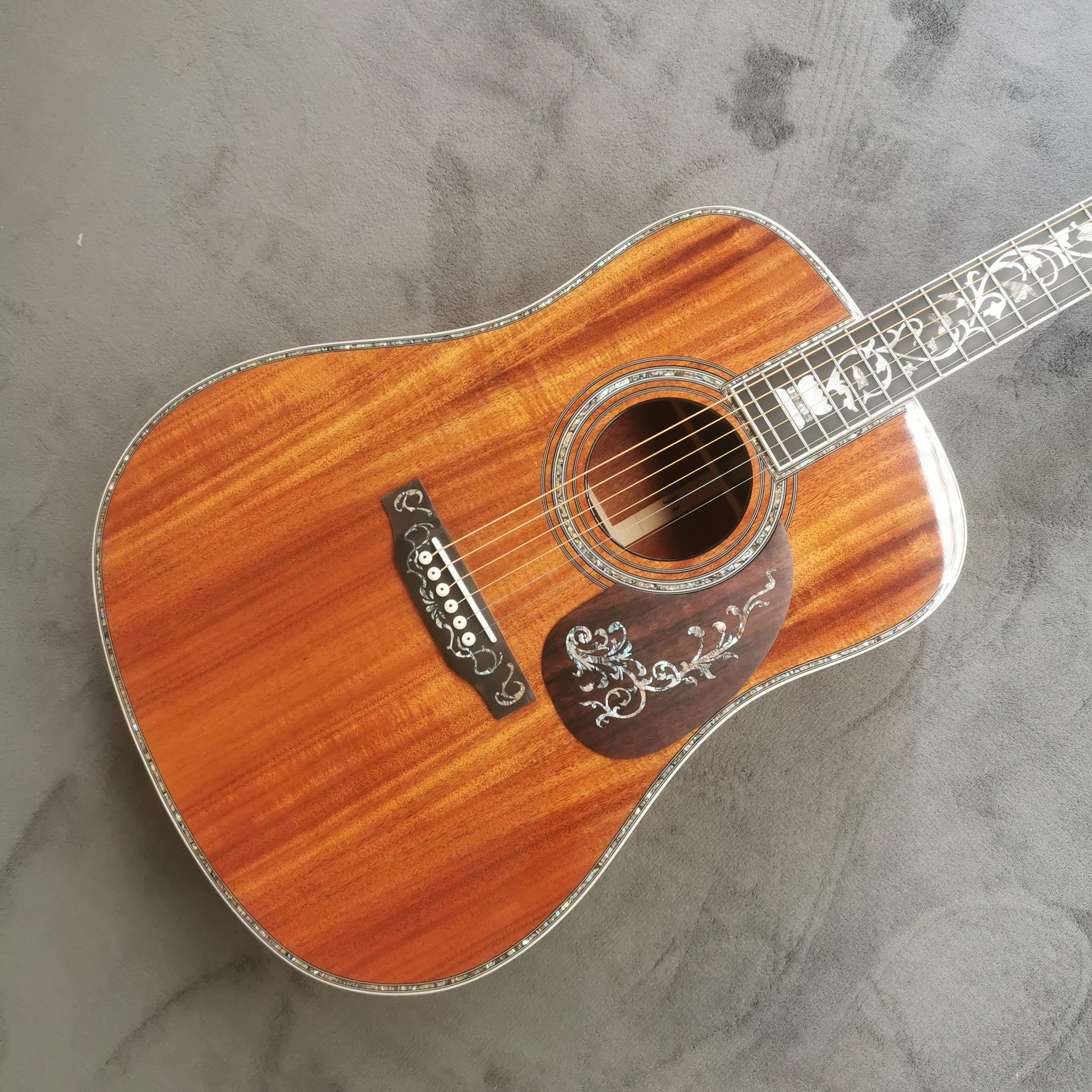 

D45 series 41-inch vase full of acacia wood and black fingers full of abalone shells inlaid with original folk guitar