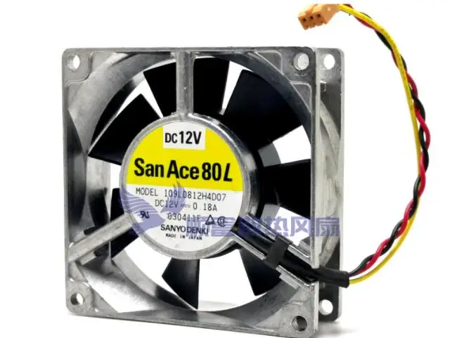 

SANYO DENKI 109L0812H4D07 DC 12V 0.18A 80x80x25mm 3-Wire Server Cooling Fan