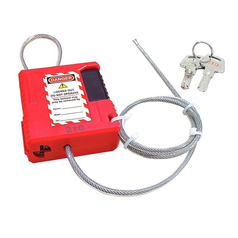 قفل كابل AAAC-Lockout Tagout - قفل كابل قابل للتعديل بطول 3.3 قدم، قفل كابل فولاذي مع طلاء الفينيل، كابل Loto