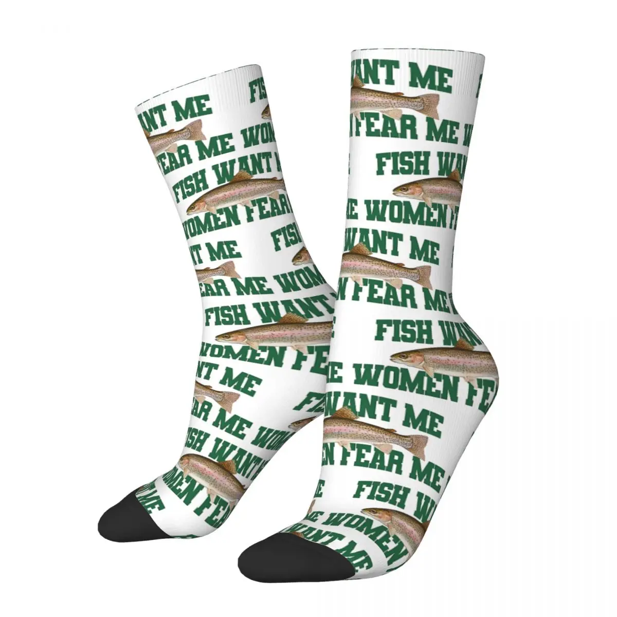 

Fish Want Me Women Fear Me Socks All Season Long Socks Accessories for Man's Woman's Gifts