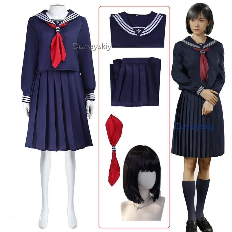 أزياء الهالوين التأثيرية الصامتة ƒ Hill لعبة مخيفة أزياء الرعب التأثيرية Hinako Shimizu زي JK زي الوحش الثعلب قناع تنورة Wom