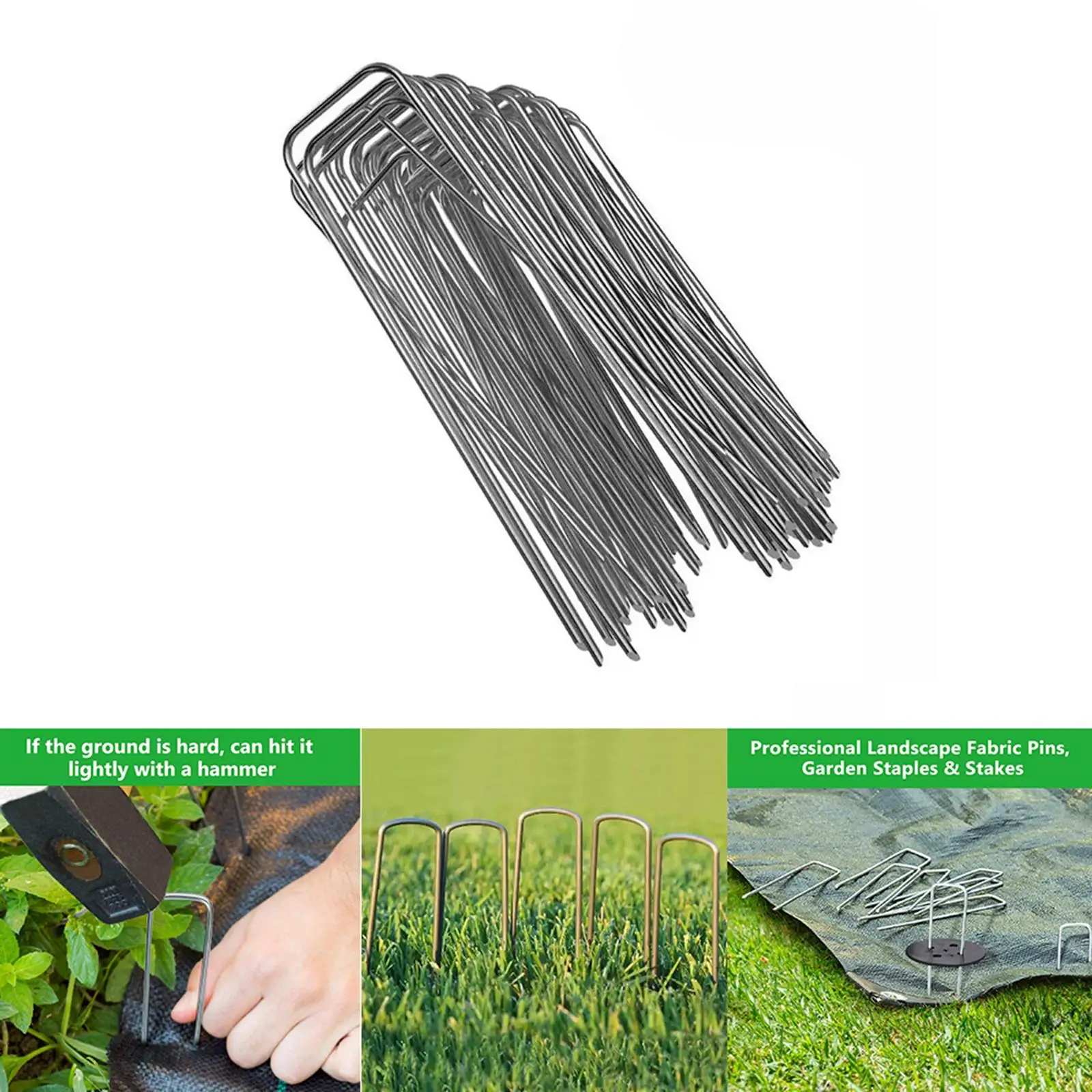 50x Galvanised Landscape Staples SOD Staples Garden Stakes Pegs Fabric Pins