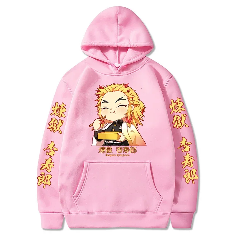 Hot Demon Slayer Anime Harajuku Hoodies Men Women Rengoku Kyoujurou Graphic Hoodie Pullover Kimetsu No Yaiba Sudaderas Hombre