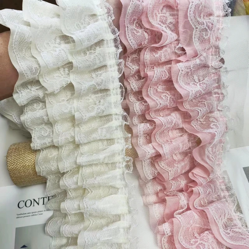 Fashion DIY3 layer chiffon pleated fluffy lace can be used for girls skirt clothing cuff sofa cover curtain hem sewing material