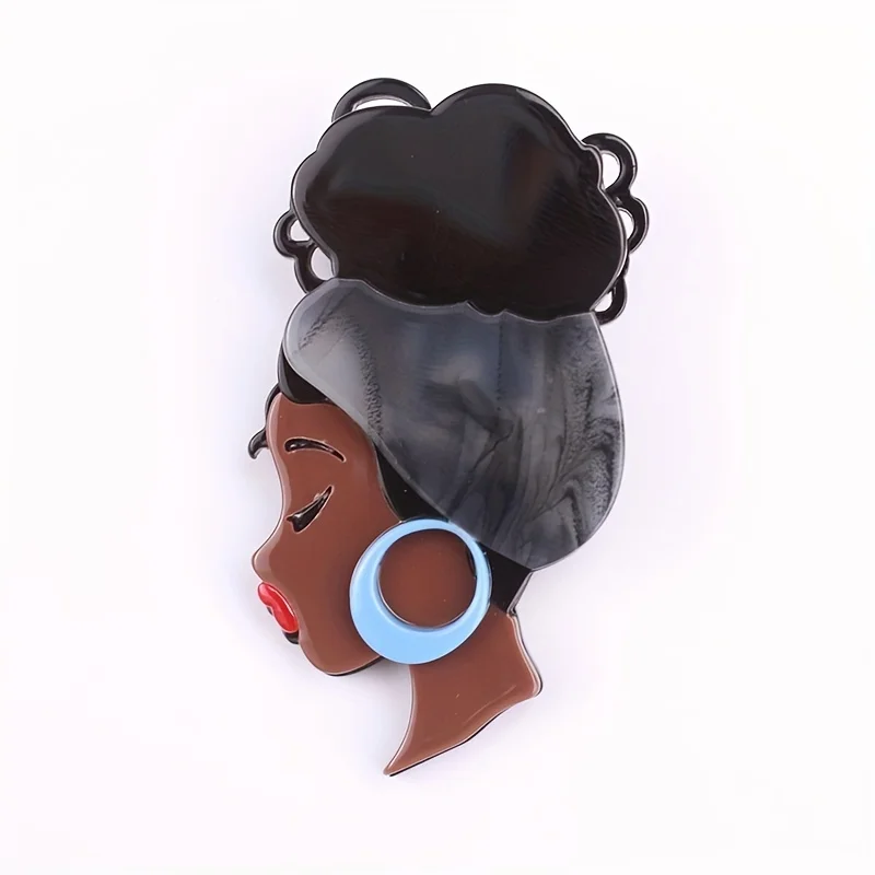Frauen Charakter Acryl Brosche Mode afrikanische Menschen Kleidung Schmuck