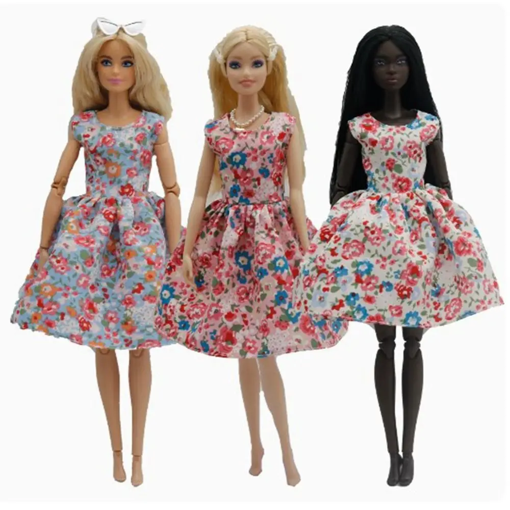 Fashion Doll Hanging Neck Skirt Handmade Casual Wear Floral Dresses DIY Accessories Girl Gift Toys for 30cm Doll