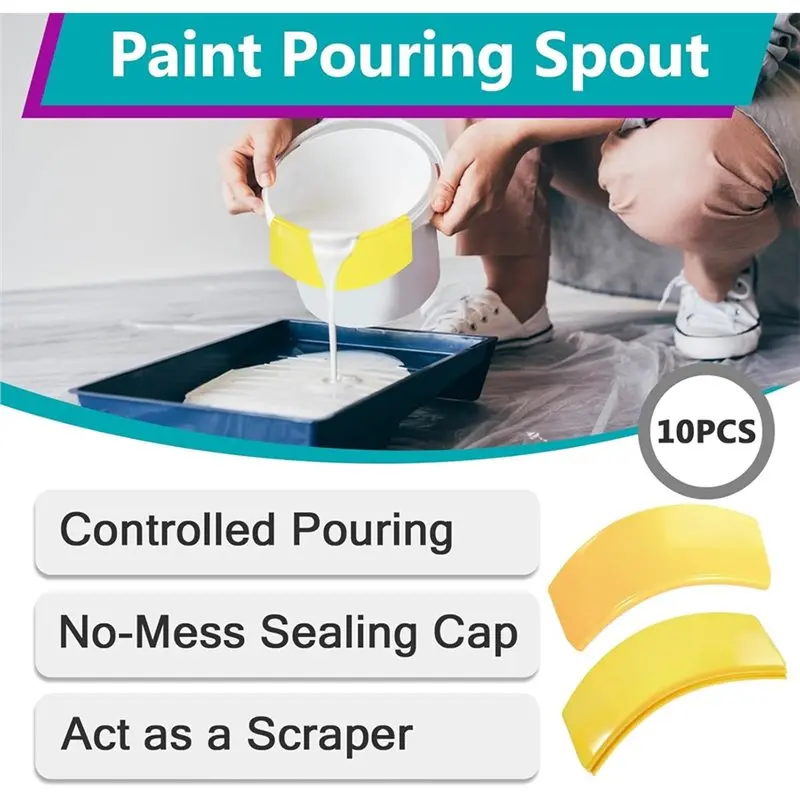 AB02 Multifunctional Paint Pouring Spout 10 Pcs 61- For All Pint, Quart& Gallon Cans, Pouring Accessory For Paint