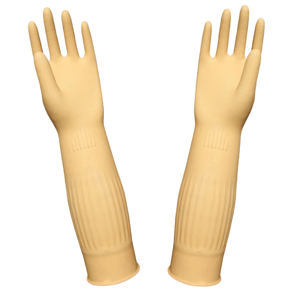 

1Pair Extended Rubber Dishwashing Gloves Household Cleaning Lightweight Durable for Kitchen Bathroom Car Use Reusable Practical