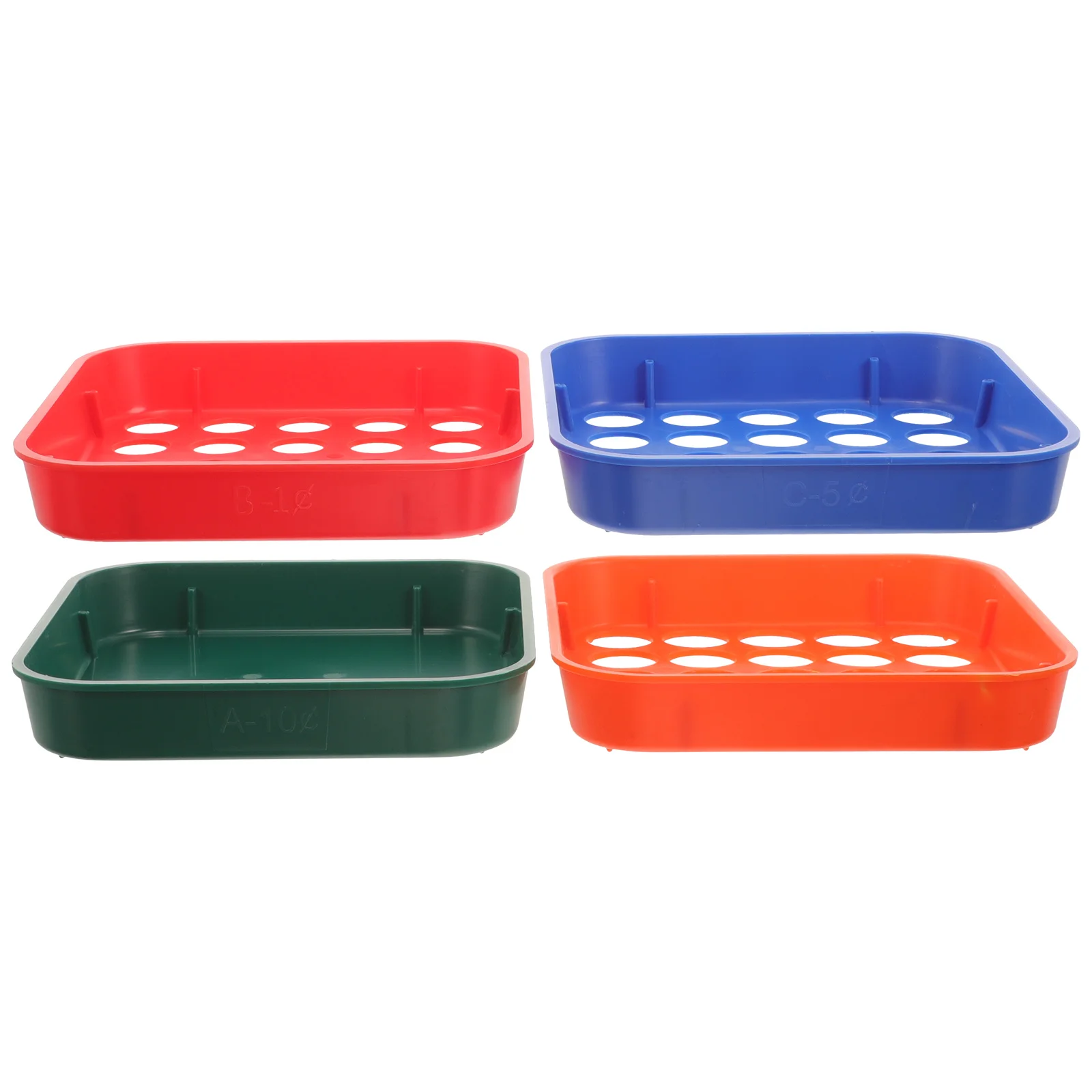4Pcs Plastic Coin Sorting Trays Stackable Coin Organizer for Daily Use Heavy Duty Counting Tray for Cash Businesses