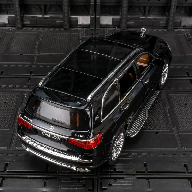 1:24 Mercedes Maybach GLS600 puertas de modelo de coche de aleación y capó de motor, el maletero se puede abrir tiene funciones de sonido y iluminación