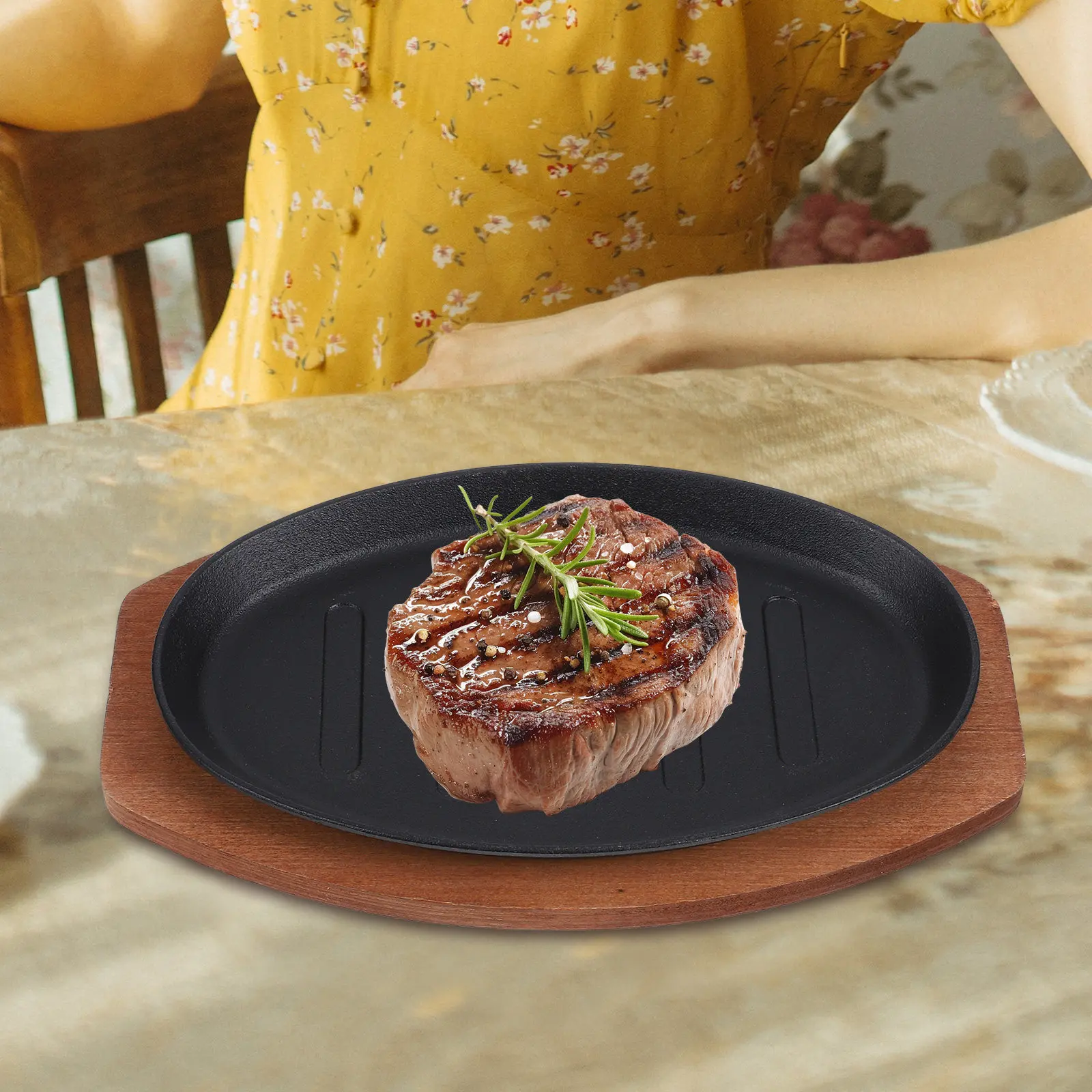 Kitchen Essentials Baking Tray - 1Set Iron Grilling Pan Steak Plate
