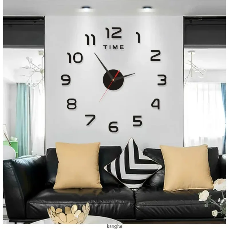 2023 Modern Design Large Wall Clock 3D DIY Quartz Clocks Fashion Watches Acrylic Mirror Stickers Living Room Home Decor Horloge