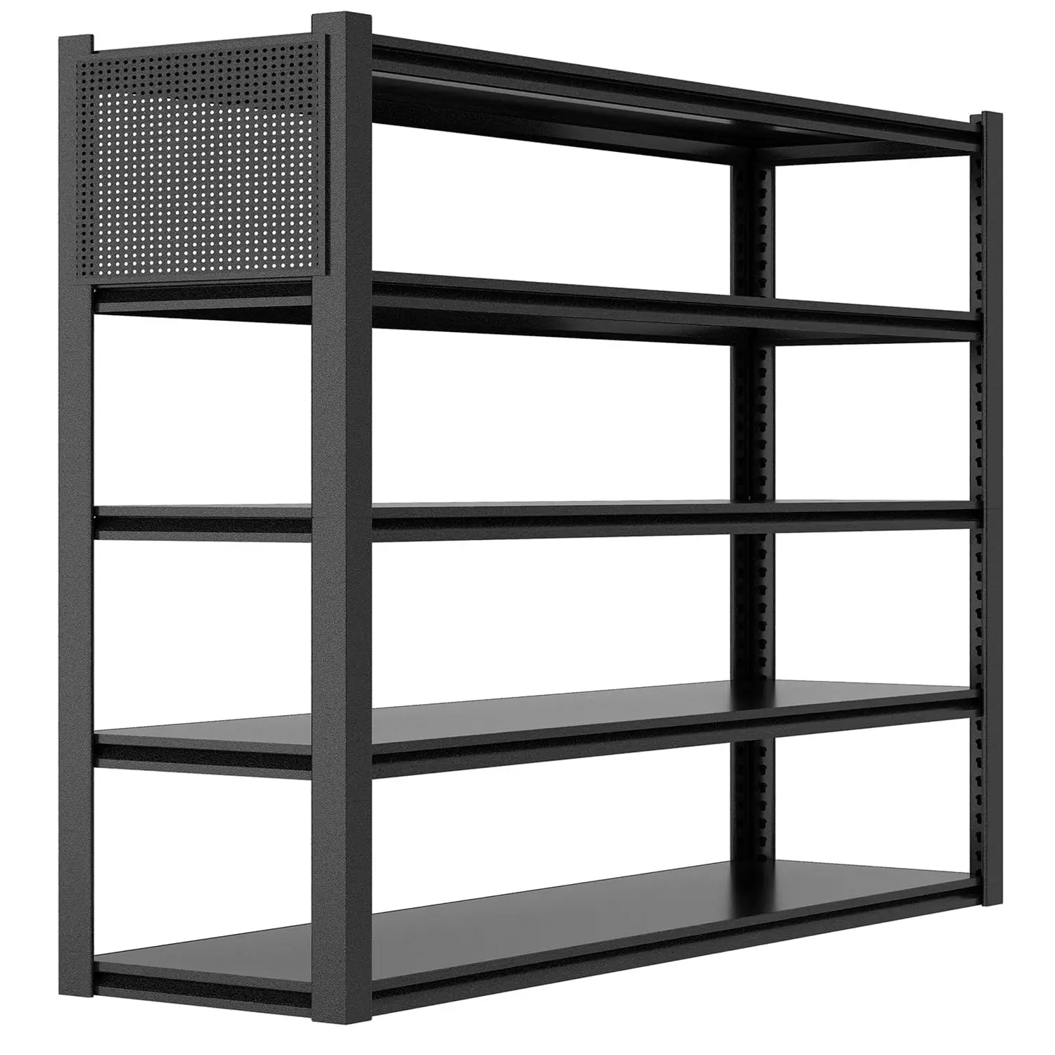 Heavy Duty 5-Tier Metal Storage Shelves with Pegboard Adjustable Garage Shelving Unit Industrial Rack Black, Customized