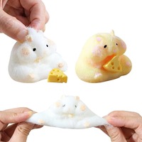 Squishy Hamster Toy with Cheese Cute Desktop Decor Funny Stress Reliever Decompression Fidget Toys for Teens Kids Gifts