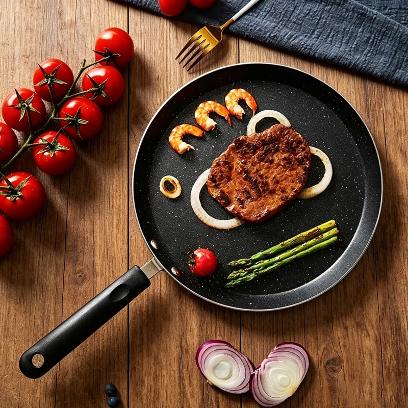 

Chef's Choice Flat Frying Pan | Maifan Stone Coating, Non Sticky, Suitable For Home Cooking And Outdoor Camping