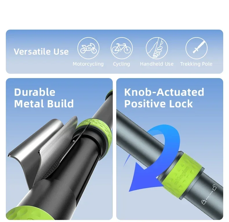 aMagisn 1,5 m (59,0 Zoll) / 1,1 m (43,3 Zoll) Motorrad-Selfie-Stick für GoPro DJI Insta360, 1/4 Zoll unsichtbare Teleskopstange – Detail 2
