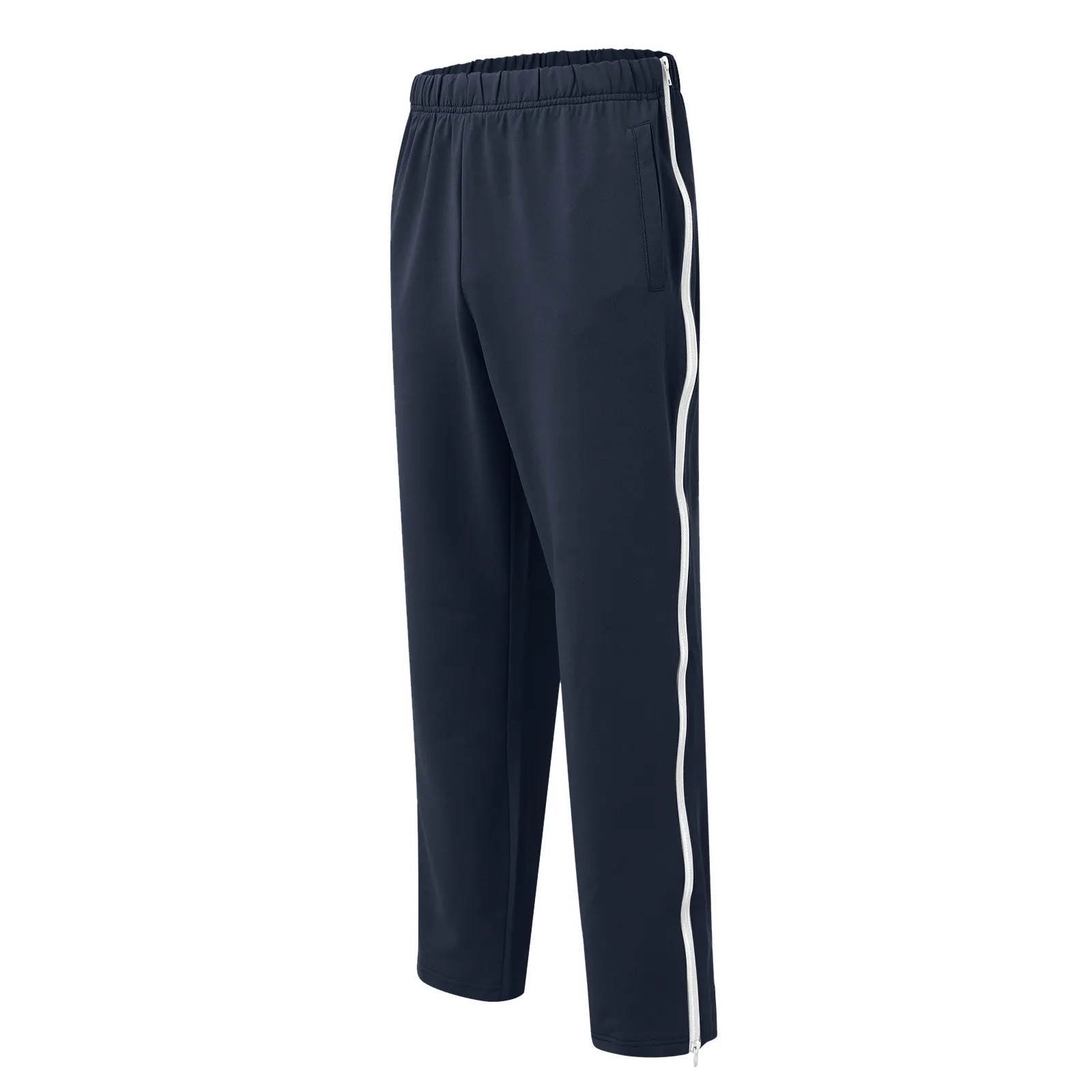 Mid-Rise Men Sweatpants Elastic Waistband Pockets Sports Trousers Splicing Color Wide Leg Side Zipper Basketball Pants