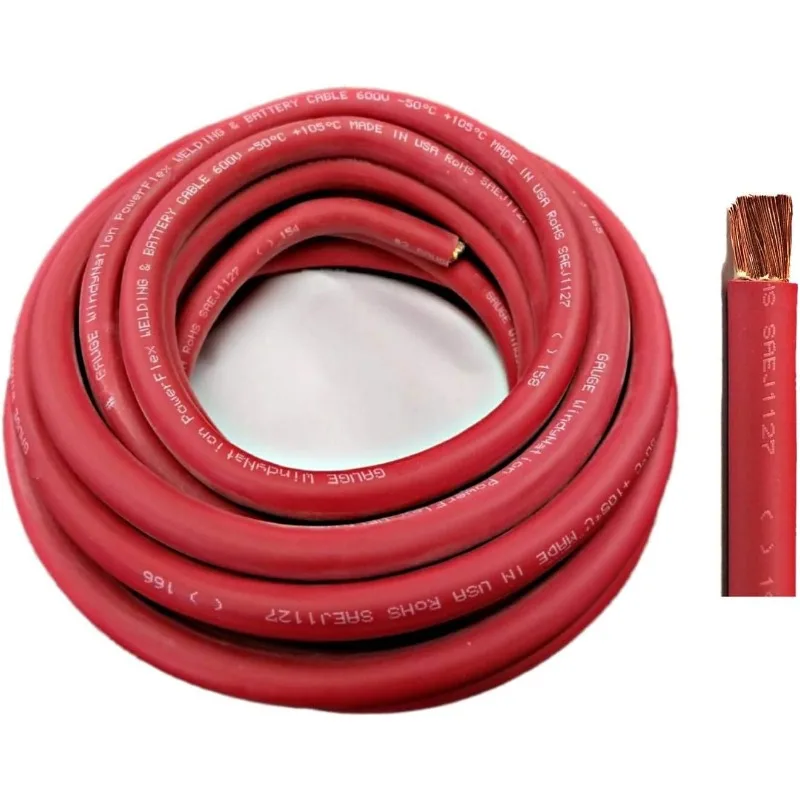 

WNI 4/0 Gauge 100 Feet Red 4/0 AWG Ultra Flexible Welding Battery Copper Cable Wire - Made In The USA - Car, Inverter, RV, Solar