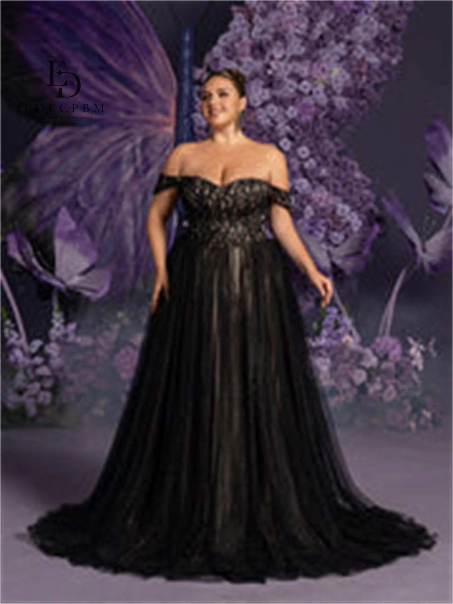 EDECPBM robe De bal brillante pour femmes robe De soirée robes De Festa noir robes personnalisées pour Occasions spéciales dentelle