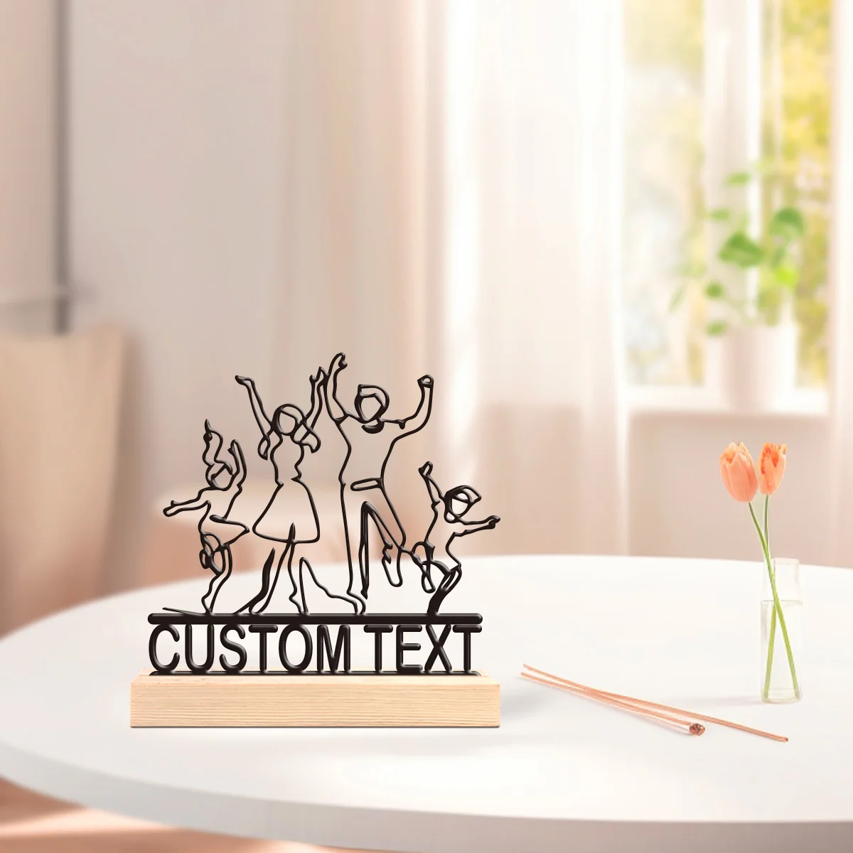 1pc Metal Desktop Decoration Customizable Content Equipped with A Wooden Base Home and Office Decorations,Christmas Gifts