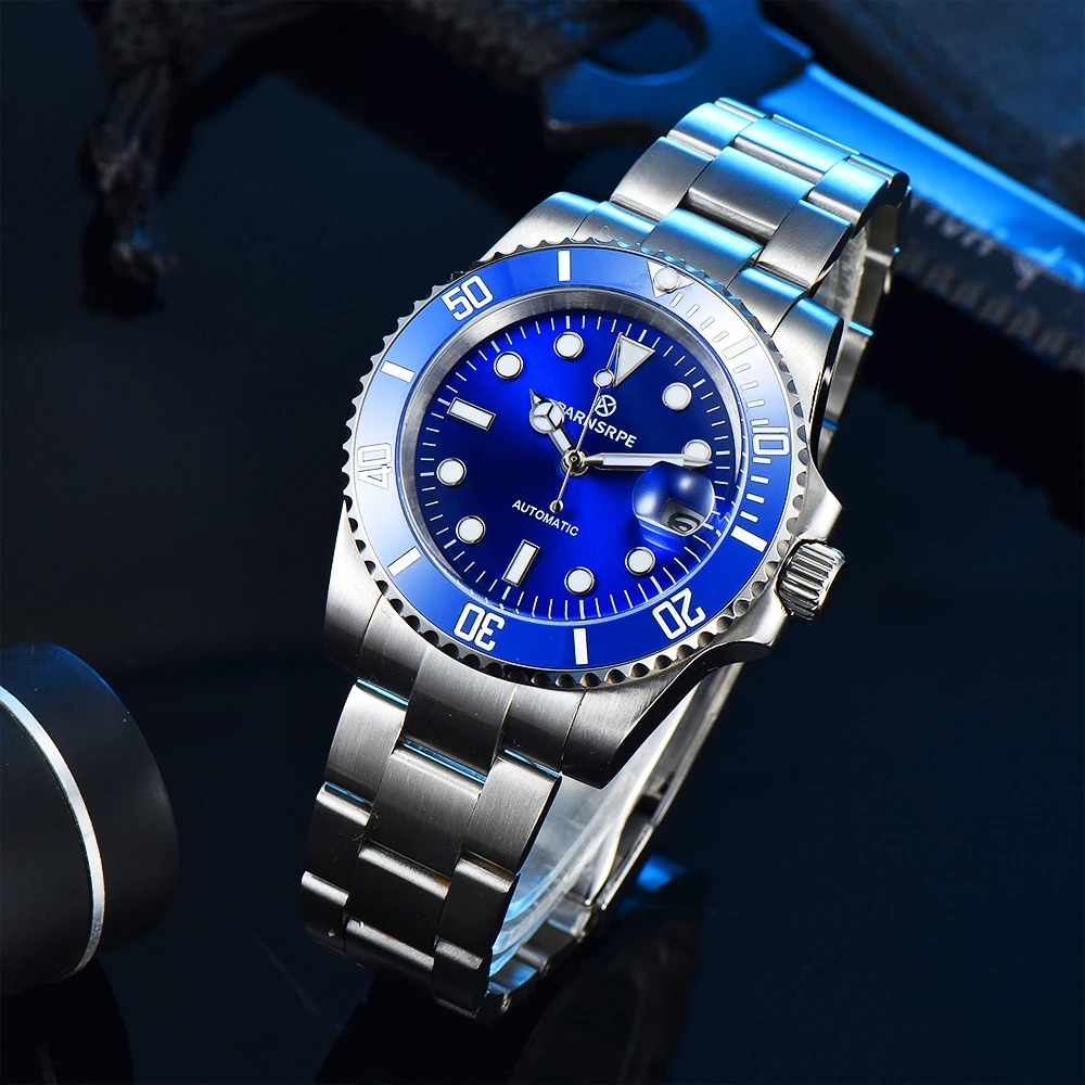 Luxury 40mm men's watch yacht celebrity waterproof seal ring crown automatic mechanical blue clock oyster strap