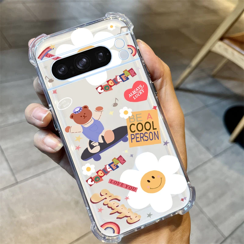 P ixel 8 Pro Happy Animal Transparent Phone Case For Google Pixel 9 6A 8 7 9ProXL 7A 6 7Pro 9Pro 8A 6Pro 8Pro Cover image 6
