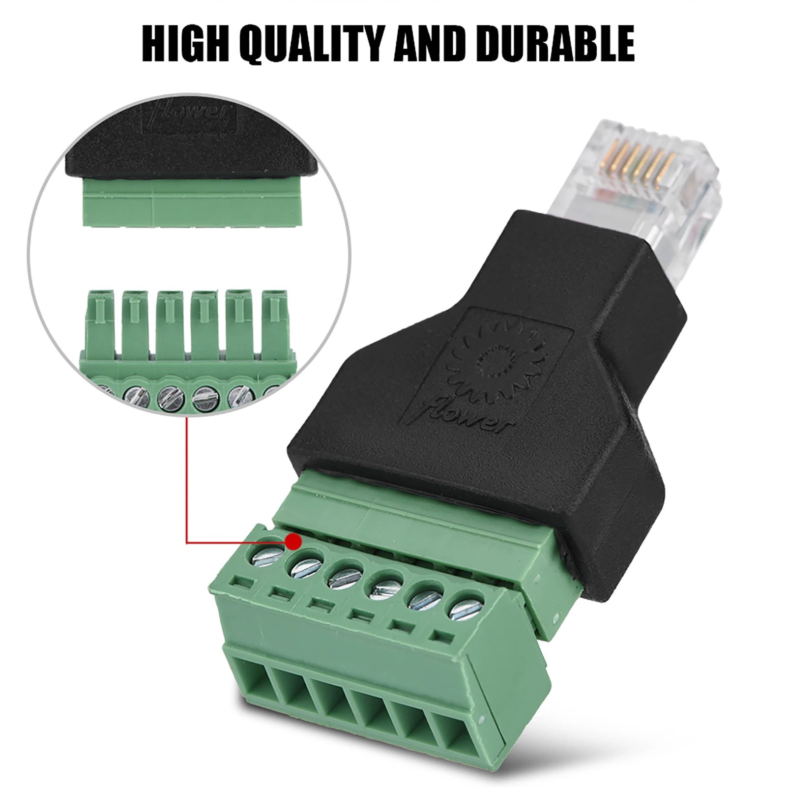 1 Buah Konektor Adaptor Terminal Sekrup 6 Pin Jantan ke Ethernet RJ12 6P6C