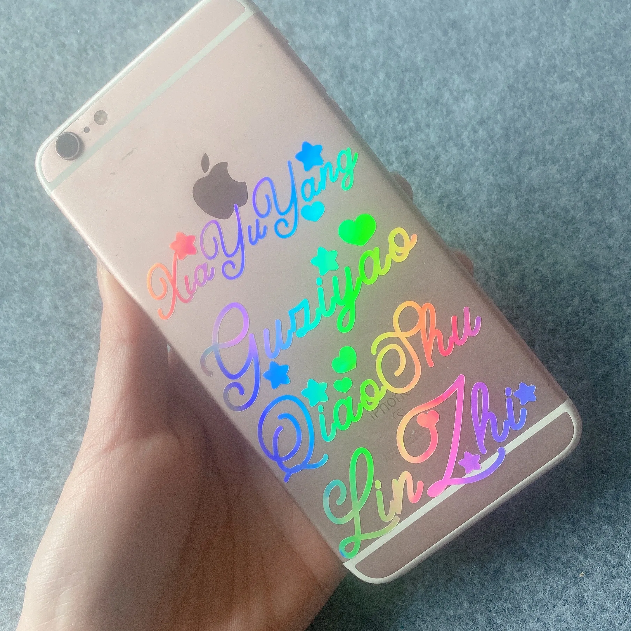 rainbow chameleon personalized holographic transfer 3D sticker custom self-adhesive label waterproof glitter logo shiny decal