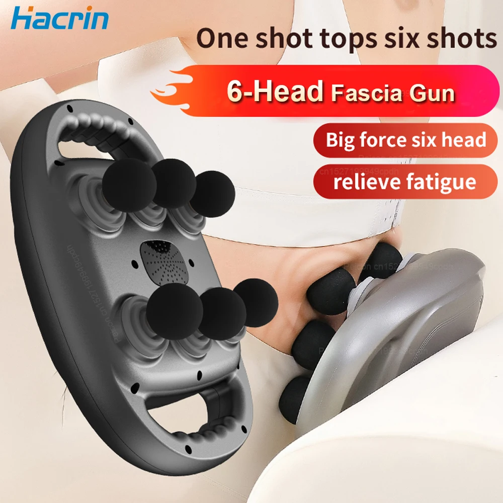 

Fascia Gun 6 Heads Massage Gun Muscle Relaxation Back Leg Neck Electric Massager Body Massage Deep Tissue Muscle for Pain Relief