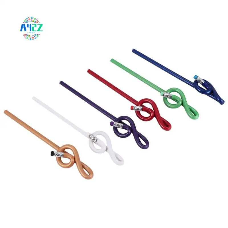 

A42Z-Students Note Pencils Musical Note Pencils With Eraser Colorful Music Pencils Wooden Treble Clef Bent Pencil