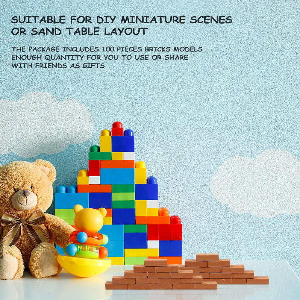 

200 шт. мини-кирпичиков для имитации, аксессуары для песочниц, украшения для микроландшафта, миниатюрные кирпичные элементы для декора