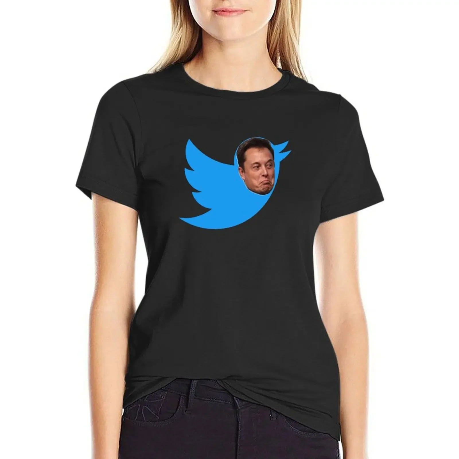 

Twitter Logo Elon Musk Face T-Shirt tees quick-drying new edition plus size t shirts for Women loose fit
