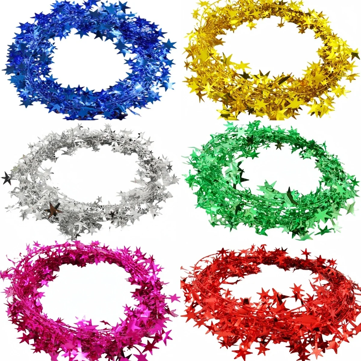 7.5M Tinsel Wire Stars Christmas Tree Decor For Home Wedding Party Decorations Home Bedroom Kitchen Living Room Decoration