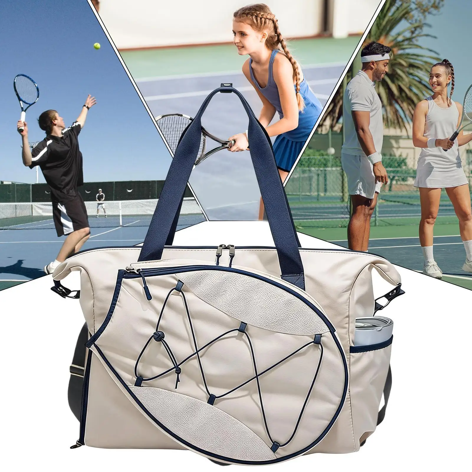 Tennis Bags For Women Holds 2 Rackets Badminton Gym Tote With Ventilated Shoe Compartment And Wet Pocket Fits 15.6in Laptop