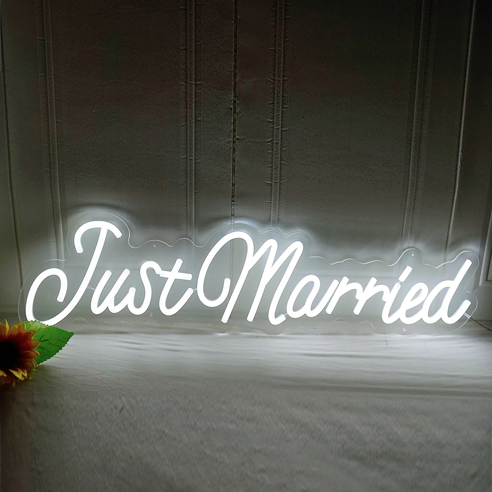 Just Married-señal de luz LED de neón para propuesta de boda, luz nocturna para el hogar, fiesta de boda, decoración de Ambiente de habitación, luces