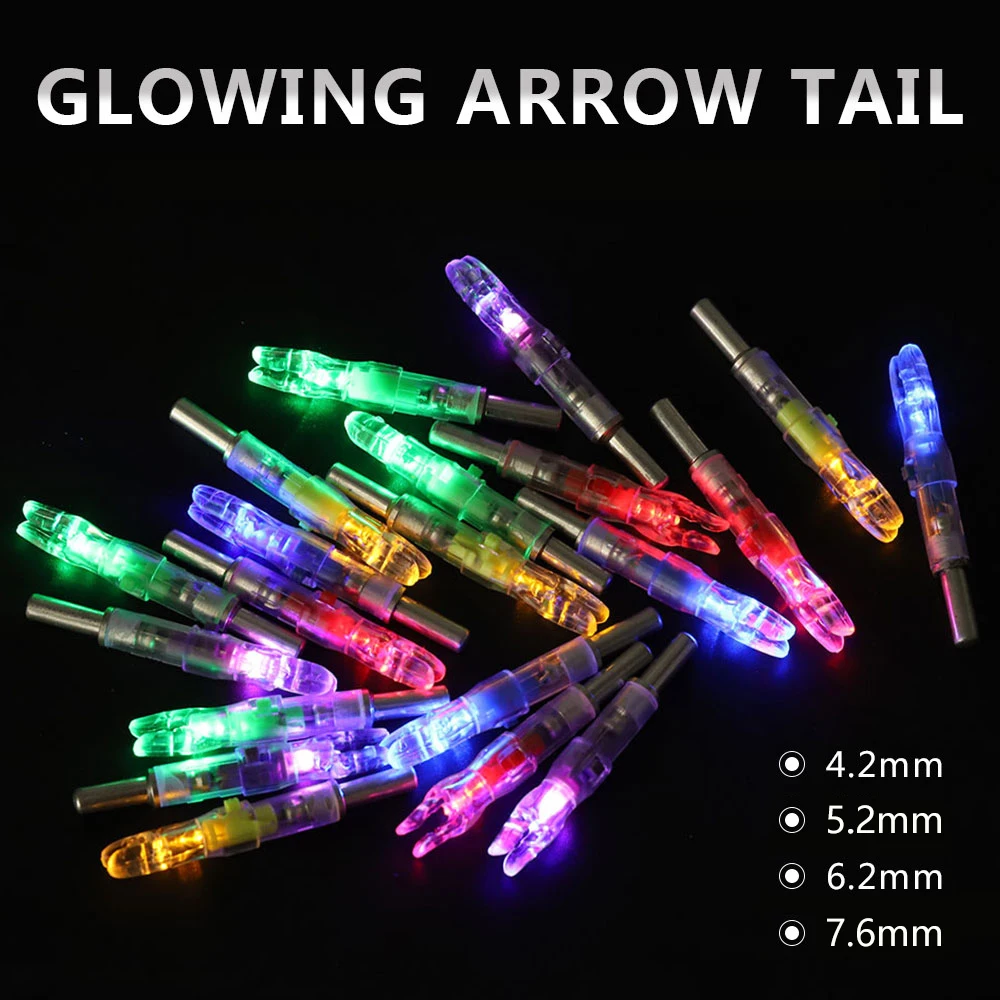 6Pcs/lot Automatical Released-activated Led Lighted Archery Arrow Nock Tail Fit for ID 4.2/5.2/6.2/7.6mm Archery shaft nocks