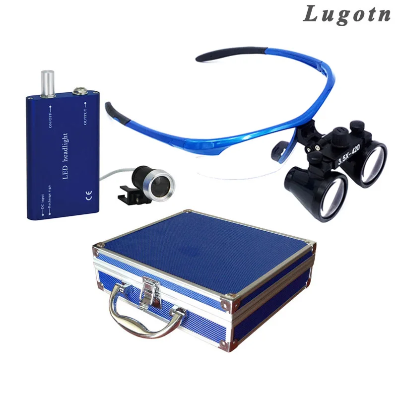 

Metal Box 3.5X Magnification Drop Shipping Magnifying Medical Dental Loupe With LED Headlight Surgical Throat Operate Magnifier