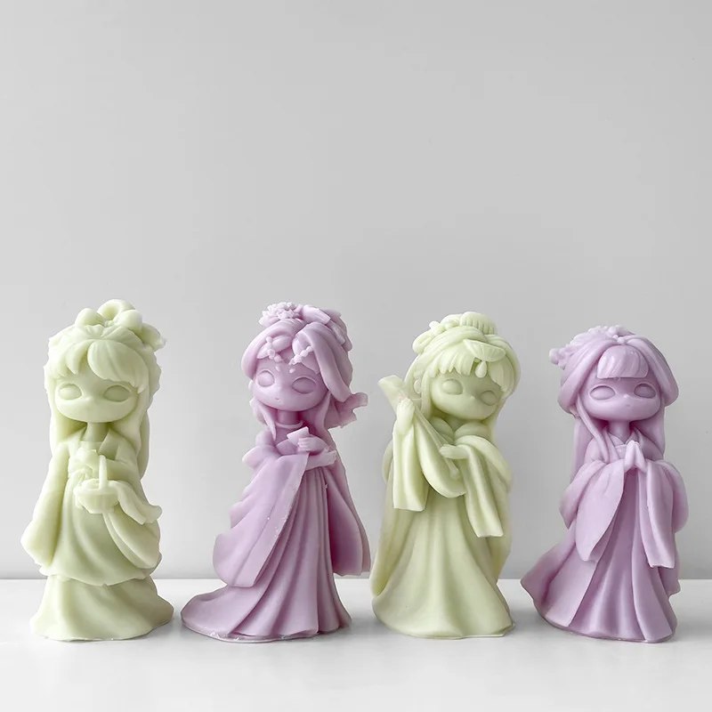 Klassische Kleidung Mädchen Silikon Kerze Form Prinzessin Puppe Schnitzen Mädchen Porträt Gips Epoxy Kerze Machen Liefert Form