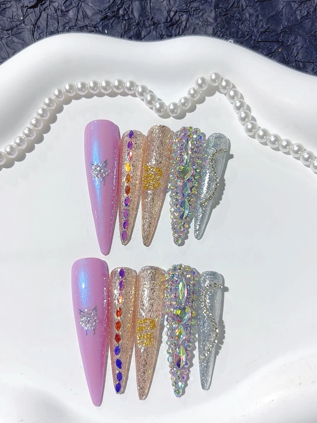 5cm piscando aurora pequeno diamante europeu e americano luz estilo luxo moda wearable nail art (l058)