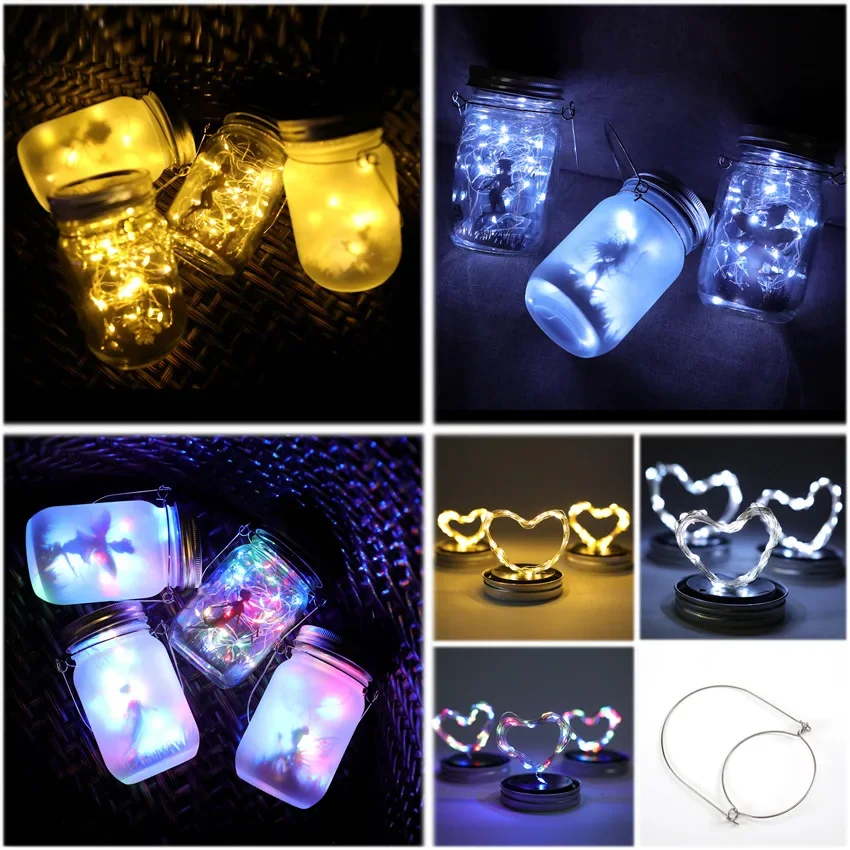 

Solar Light Outdoor Fairy Lantern Hanging Glass Mason Jar Sun Garland Led Lamp for Tree Garden Fence Lawn Wedding Party Decor