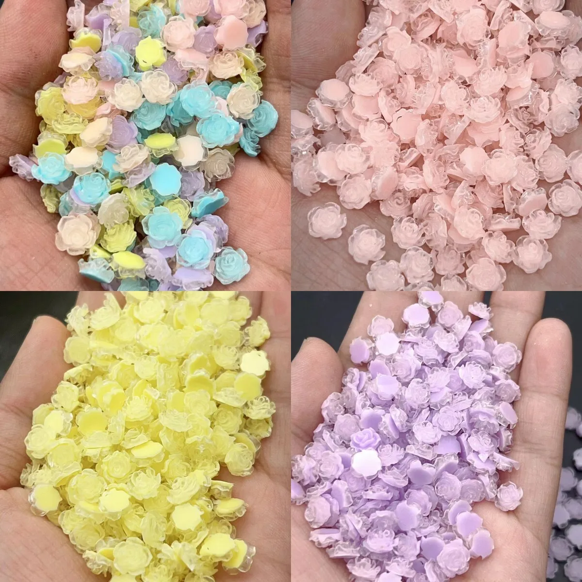 50pcs Exquisite Flower Nail Art Charms Korean Kawaii Resin Camellia Nail Rhinestone Decorations DIY Ornament Accessory Supplies