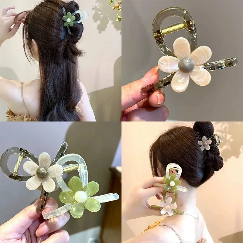 Gradiente Flor Cabelo Garra Clipes para Mulheres, Sweet Girls Clamp, presilhas, Requintado, Elegância, Tubarão, Clipes de Caranguejo, Acessórios para Cabelo, Novo